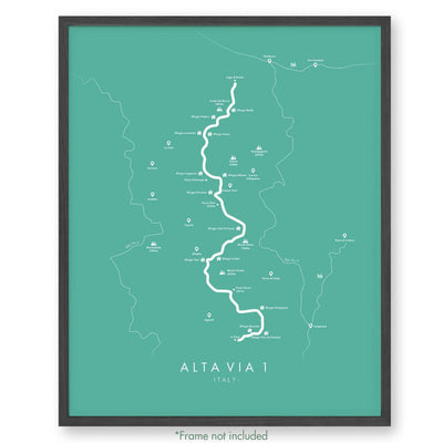 Trail Poster of Alta Via 1 - Teal