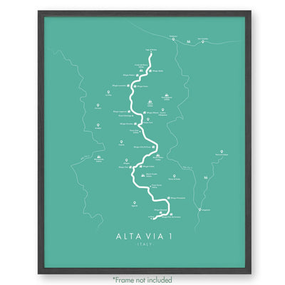 Trail Poster of Alta Via 1 - Teal