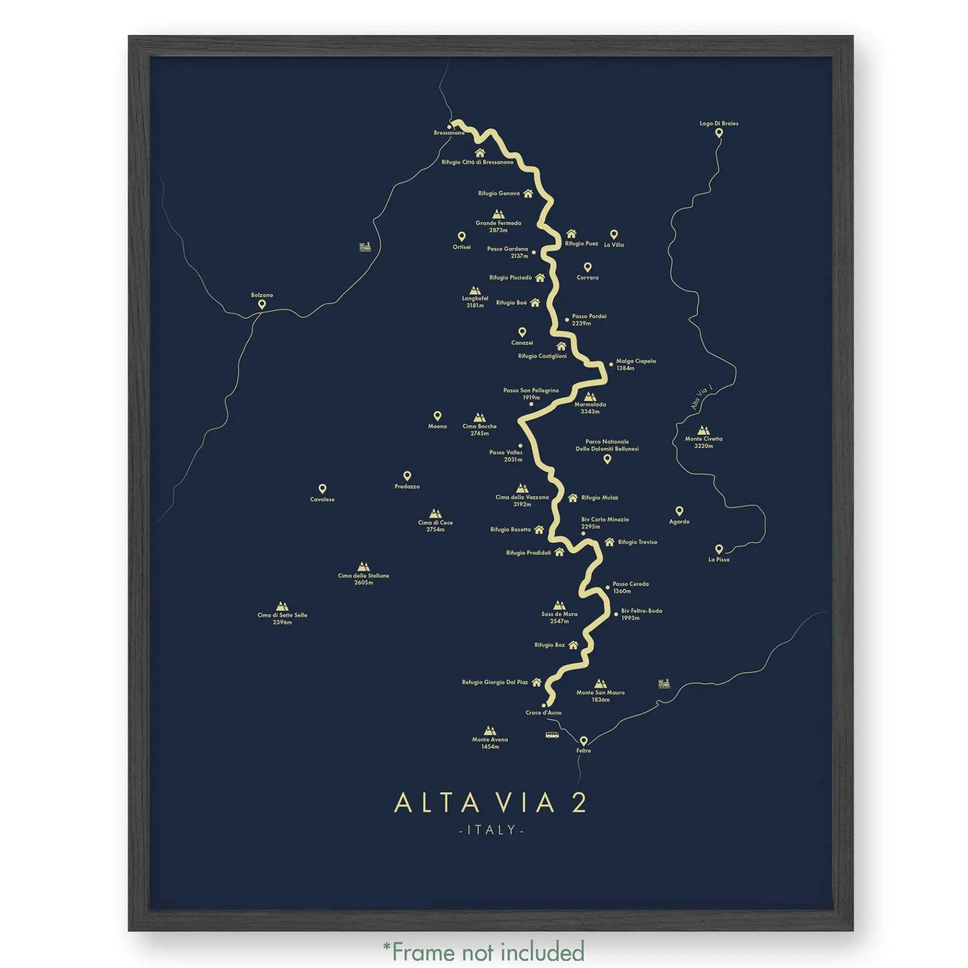 Trail Poster of Alta Via 2 - Blue