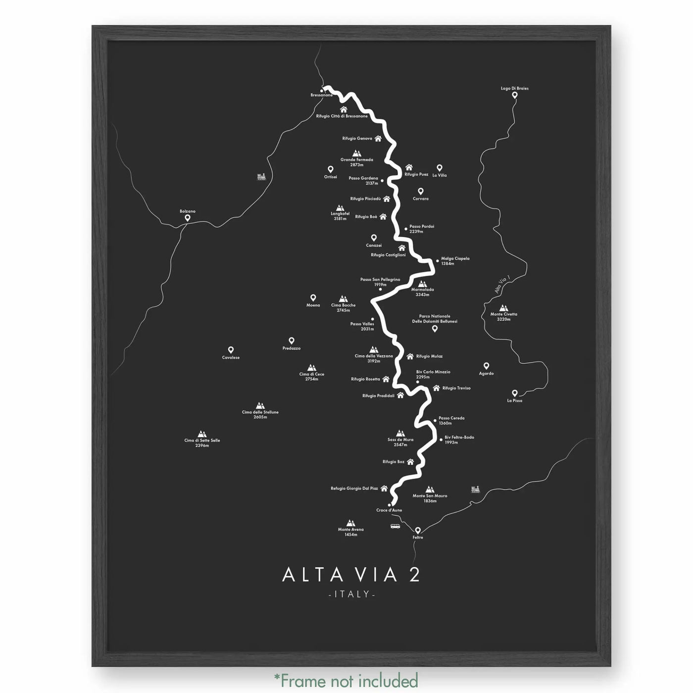 Trail Poster of Alta Via 2 - Grey