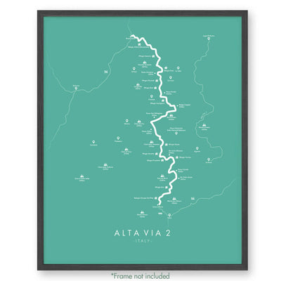 Trail Poster of Alta Via 2 - Teal