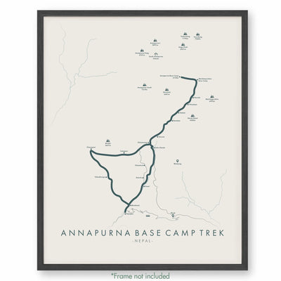 Trail Poster of Annapurna Base Camp Trek - Beige