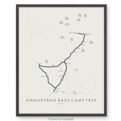 Trail Poster of Annapurna Base Camp Trek - Beige