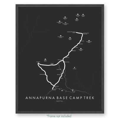 Trail Poster of Annapurna Base Camp Trek - Grey