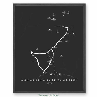 Trail Poster of Annapurna Base Camp Trek - Grey