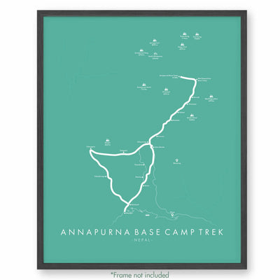 Trail Poster of Annapurna Base Camp Trek - Teal