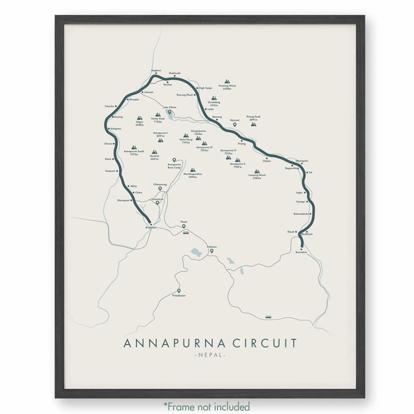 Trail Poster of Annapurna Circuit - Beige