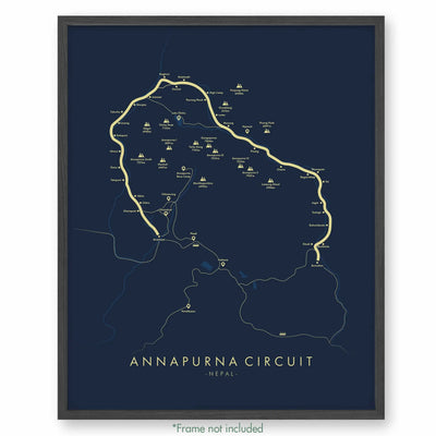 Trail Poster of Annapurna Circuit - Blue