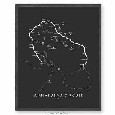 Trail Poster of Annapurna Circuit - Grey