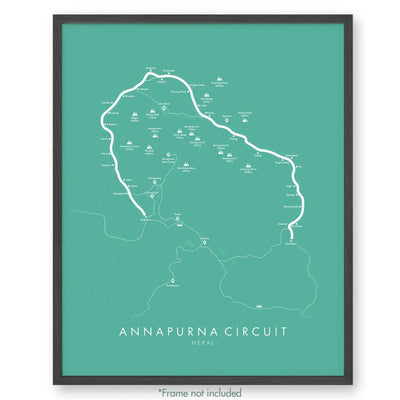 Trail Poster of Annapurna Circuit - Teal