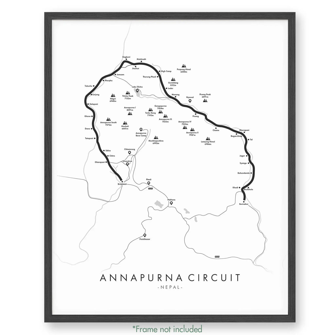 Trail Poster of Annapurna Circuit - White