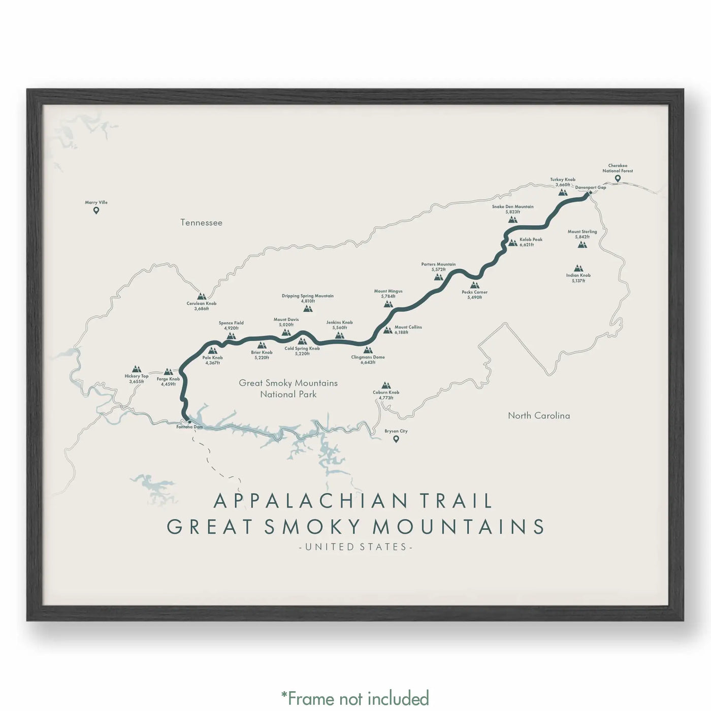 Trail Poster of Appalachian Trail - Great Smoky Mountains - Beige