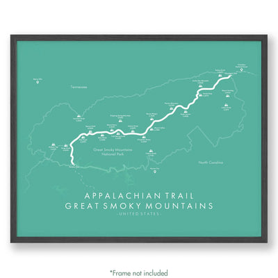 Trail Poster of Appalachian Trail - Great Smoky Mountains - Teal
