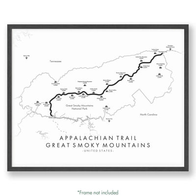 Trail Poster of Appalachian Trail - Great Smoky Mountains - White