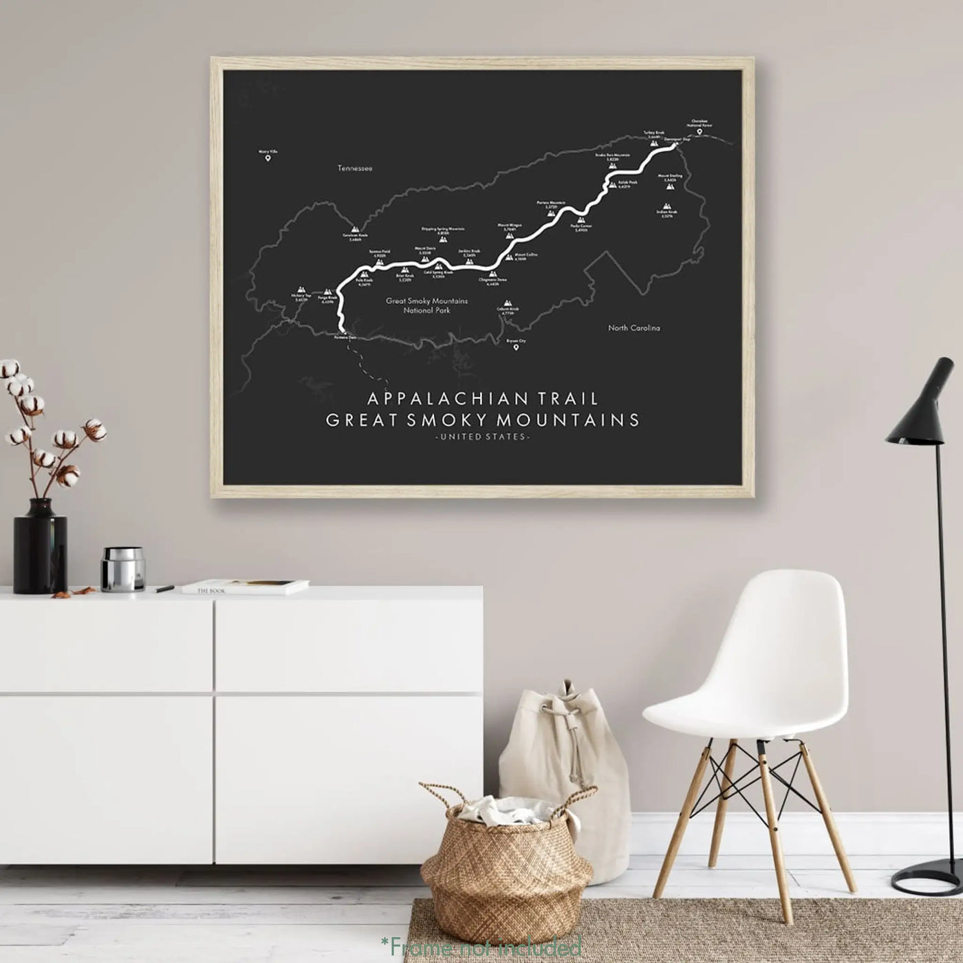 Trail Poster of Appalachian Trail - Great Smoky Mountains - Grey Mockup