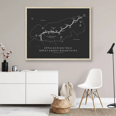 Trail Poster of Appalachian Trail - Great Smoky Mountains - Grey Mockup