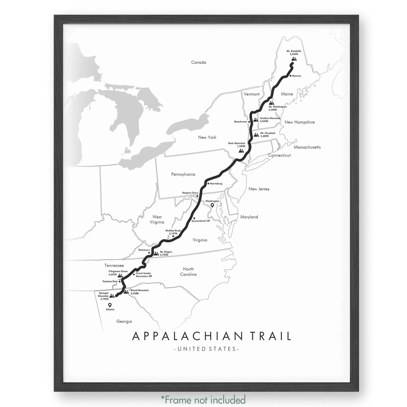 Trail Poster of Appalachian Trail - White
