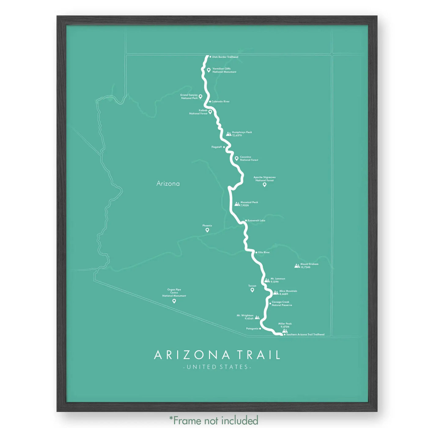 Trail Poster of Arizona Trail - Teal