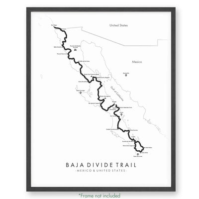 Trail Poster of Baja Divide Trail - White