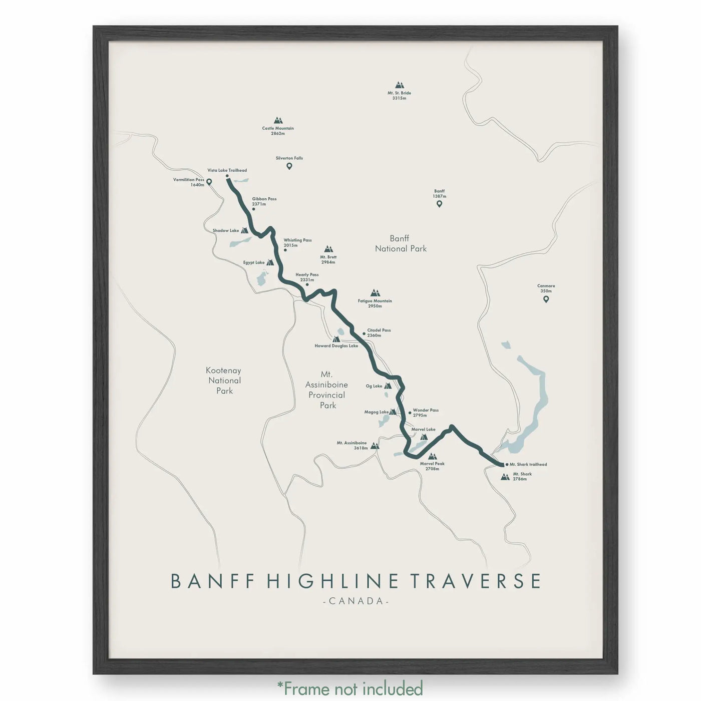 Trail Poster of Banff Highline Traverse - Beige