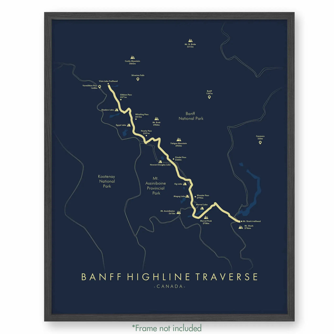 Trail Poster of Banff Highline Traverse - Blue