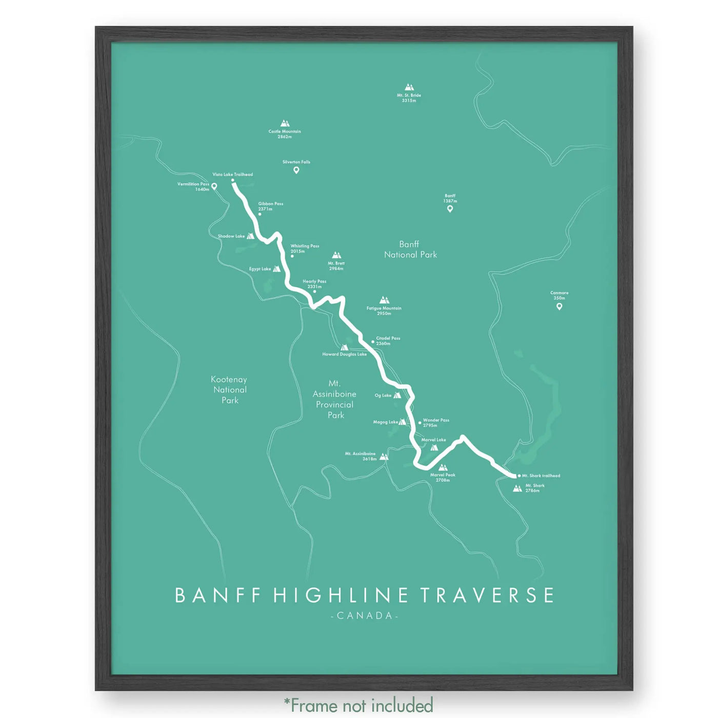 Trail Poster of Banff Highline Traverse - Teal