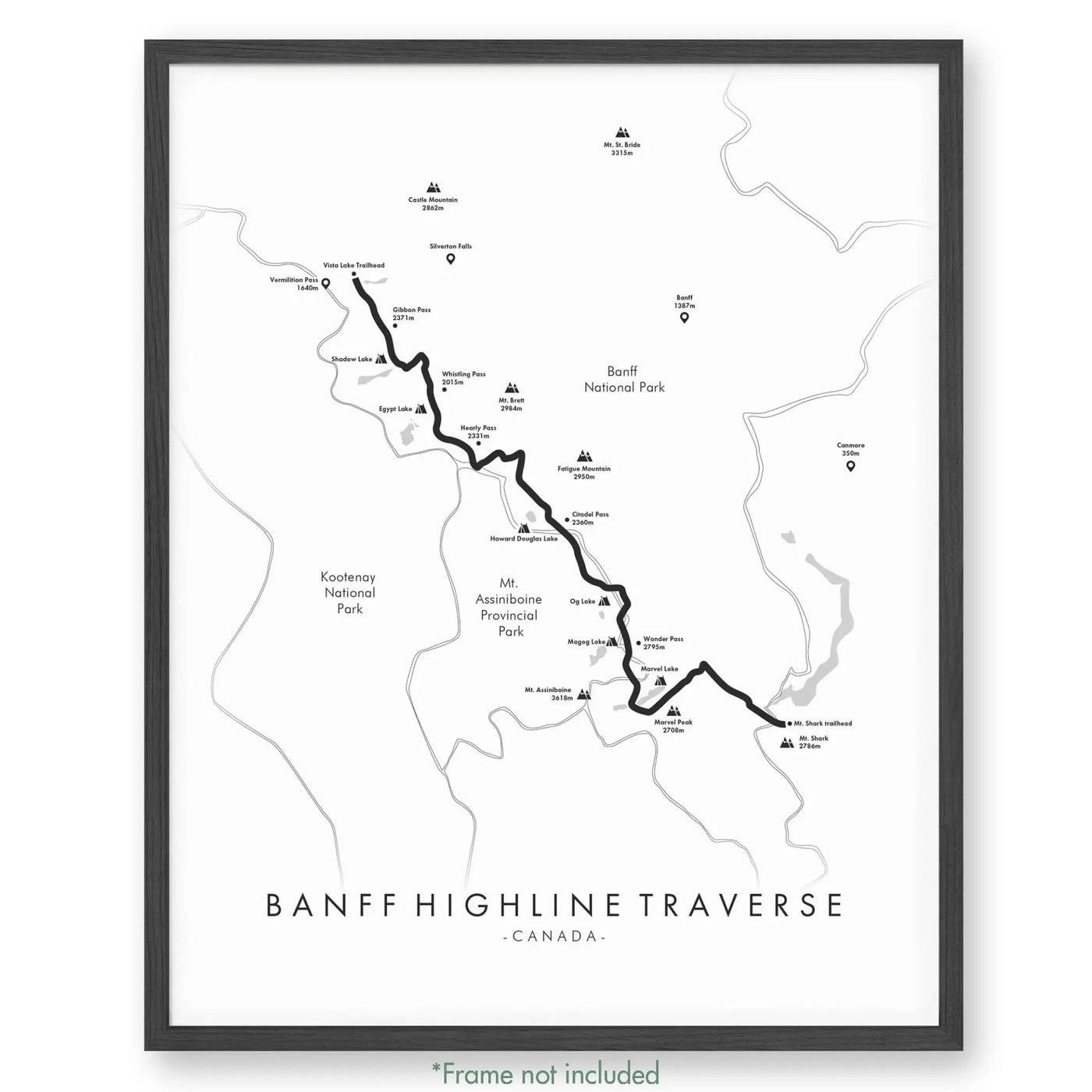 Trail Poster of Banff Highline Traverse - White