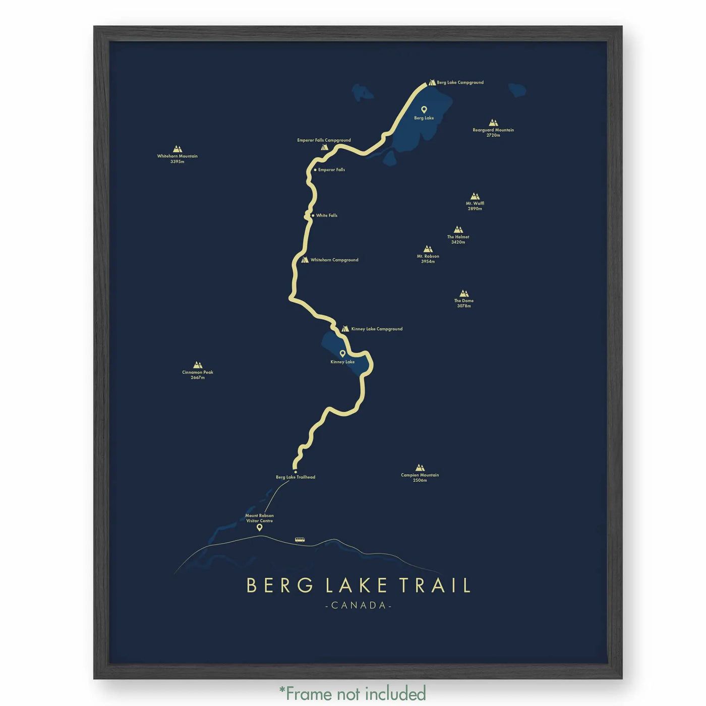Trail Poster of Berg Lake Trail - Blue
