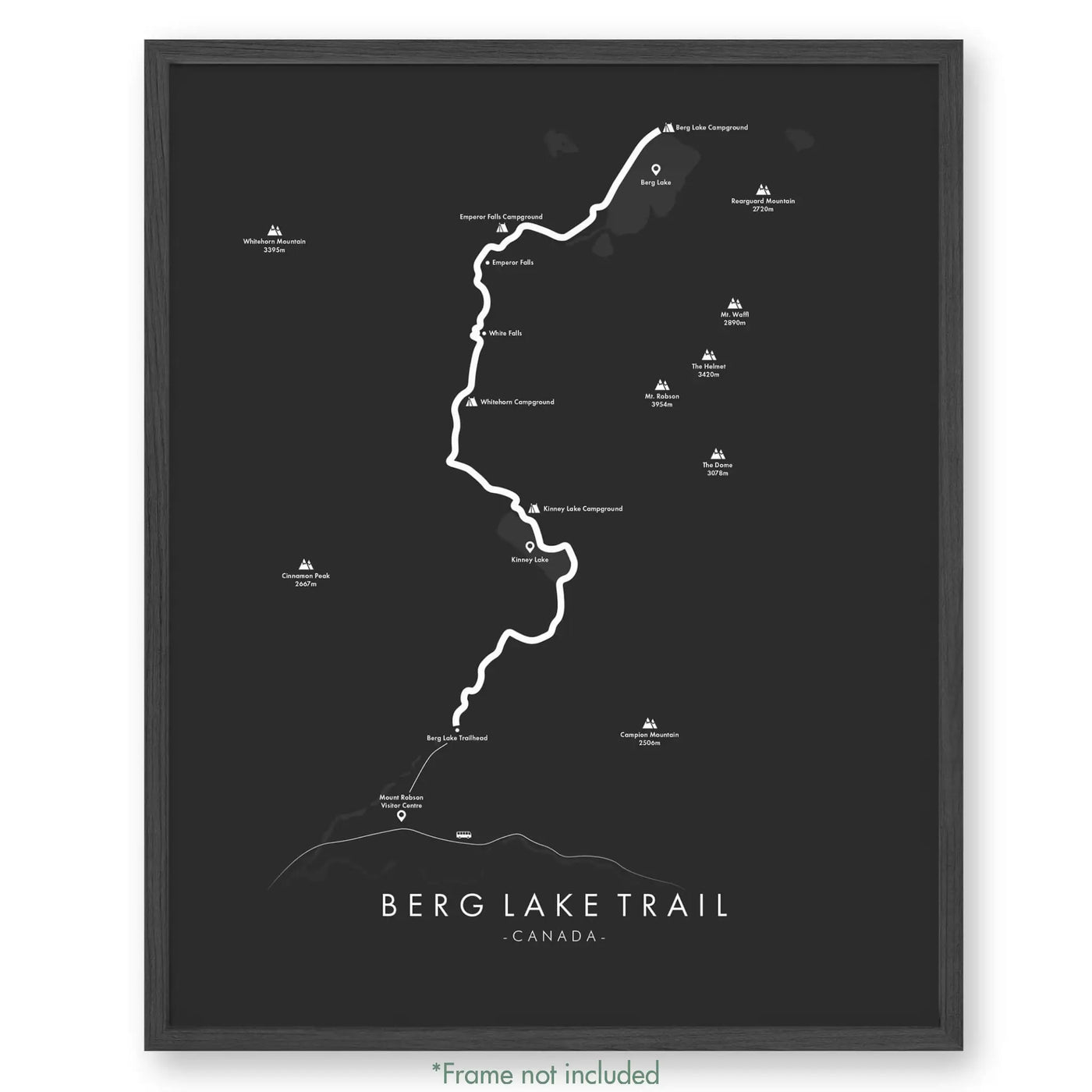 Trail Poster of Berg Lake Trail - Grey