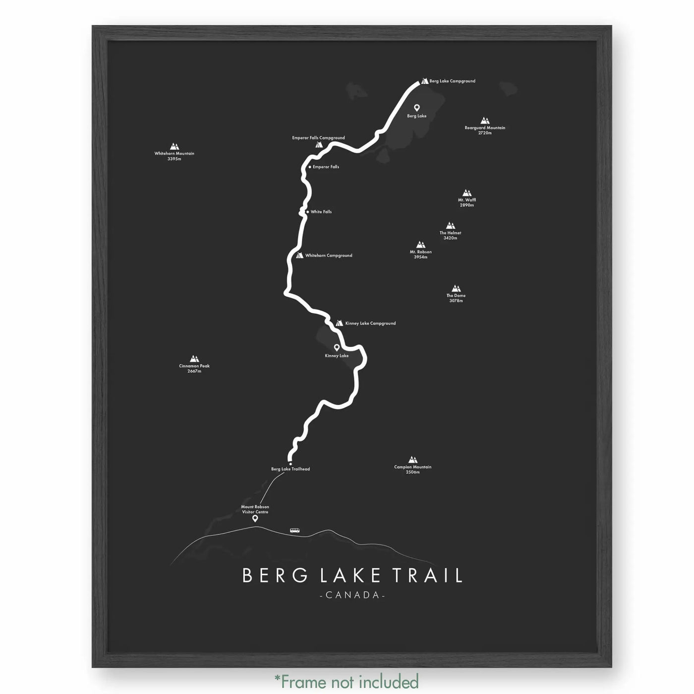 Trail Poster of Berg Lake Trail - Grey