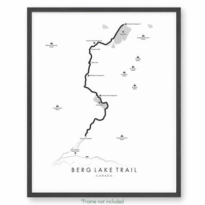 Trail Poster of Berg Lake Trail - White