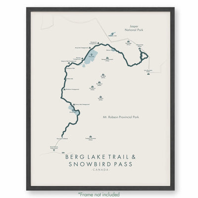 Trail Poster of Berg Lake Trail & Snowbird Pass - Beige