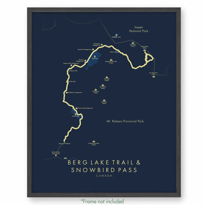 Trail Poster of Berg Lake Trail & Snowbird Pass - Blue