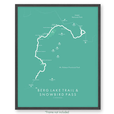 Trail Poster of Berg Lake Trail & Snowbird Pass - Teal