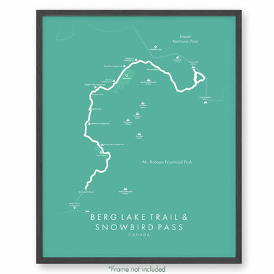 Trail Poster of Berg Lake Trail & Snowbird Pass - Teal