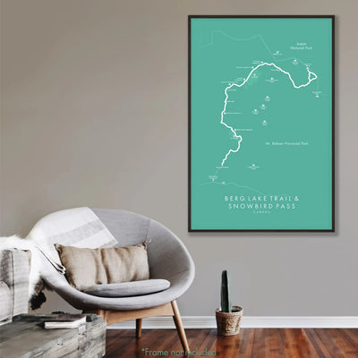 Trail Poster of Berg Lake Trail & Snowbird Pass - Teal Mockup