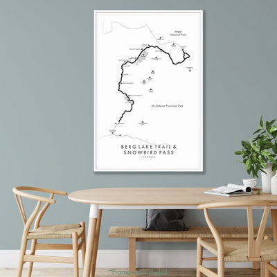 Trail Poster of Berg Lake Trail & Snowbird Pass - White Mockup