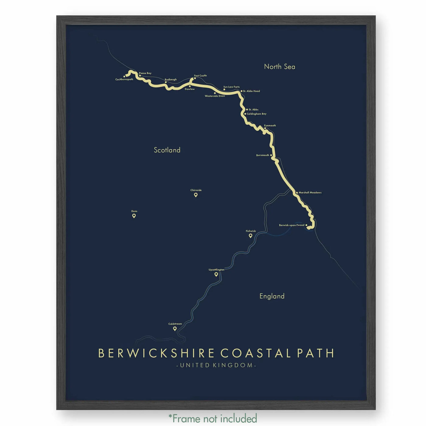 Trail Poster of Berwickshire Coastal Path - Blue