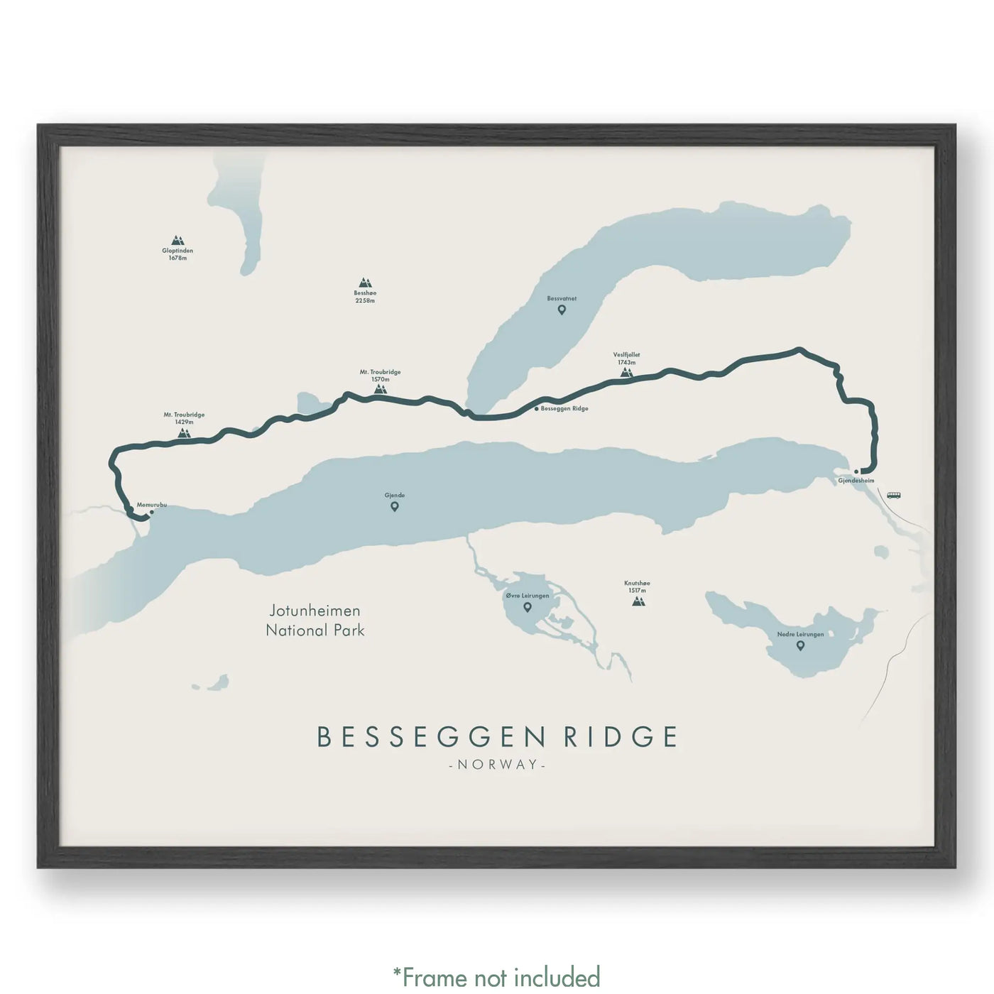 Trail Poster of Besseggen Ridge - Beige