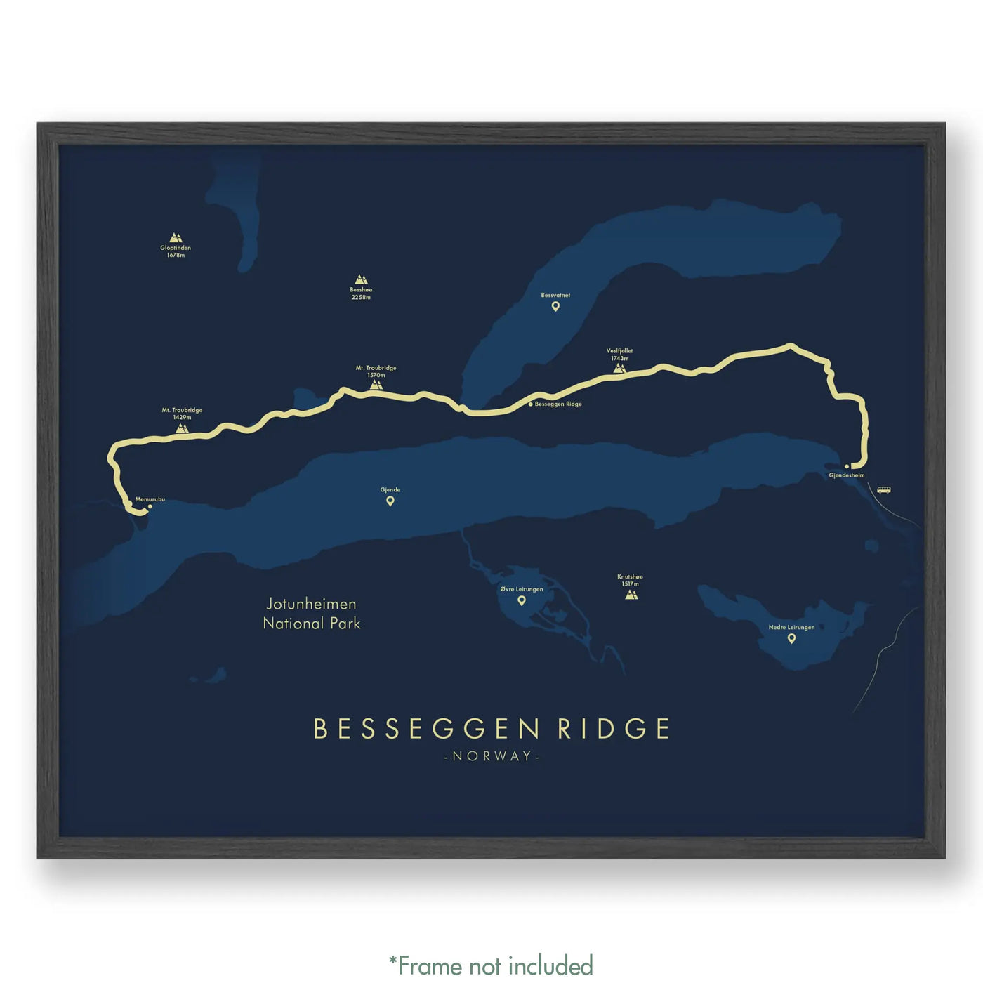 Trail Poster of Besseggen Ridge - Blue