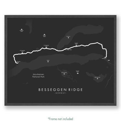 Trail Poster of Besseggen Ridge - Grey