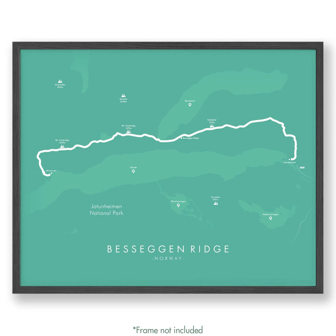 Trail Poster of Besseggen Ridge - Teal