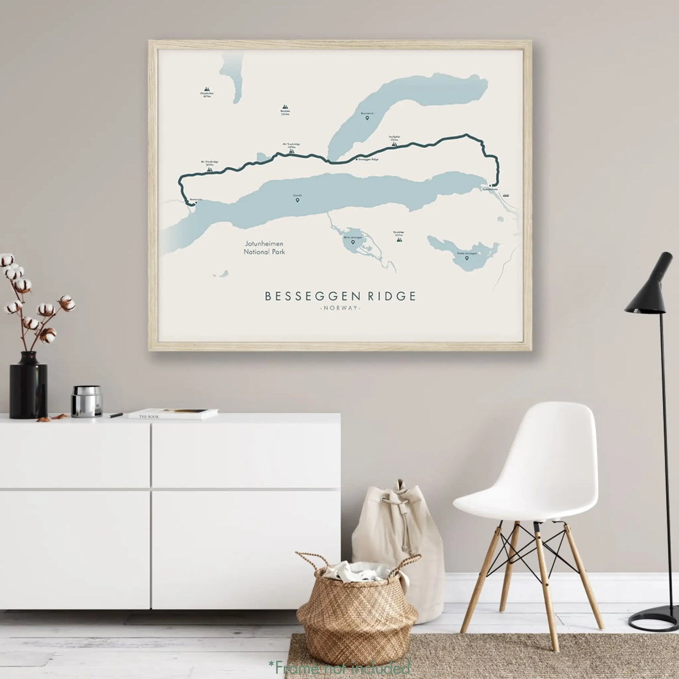 Trail Poster of Besseggen Ridge - Beige Mockup