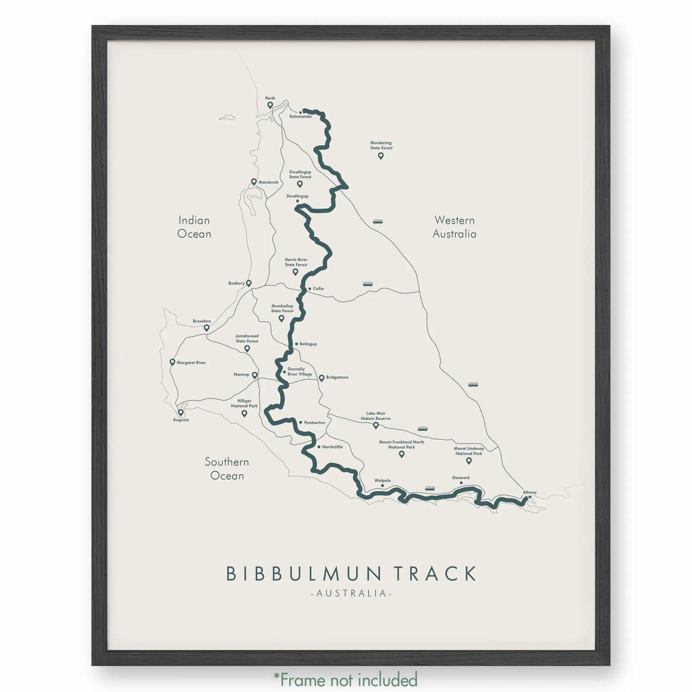 Trail Poster of Bibbulmun Track - Beige