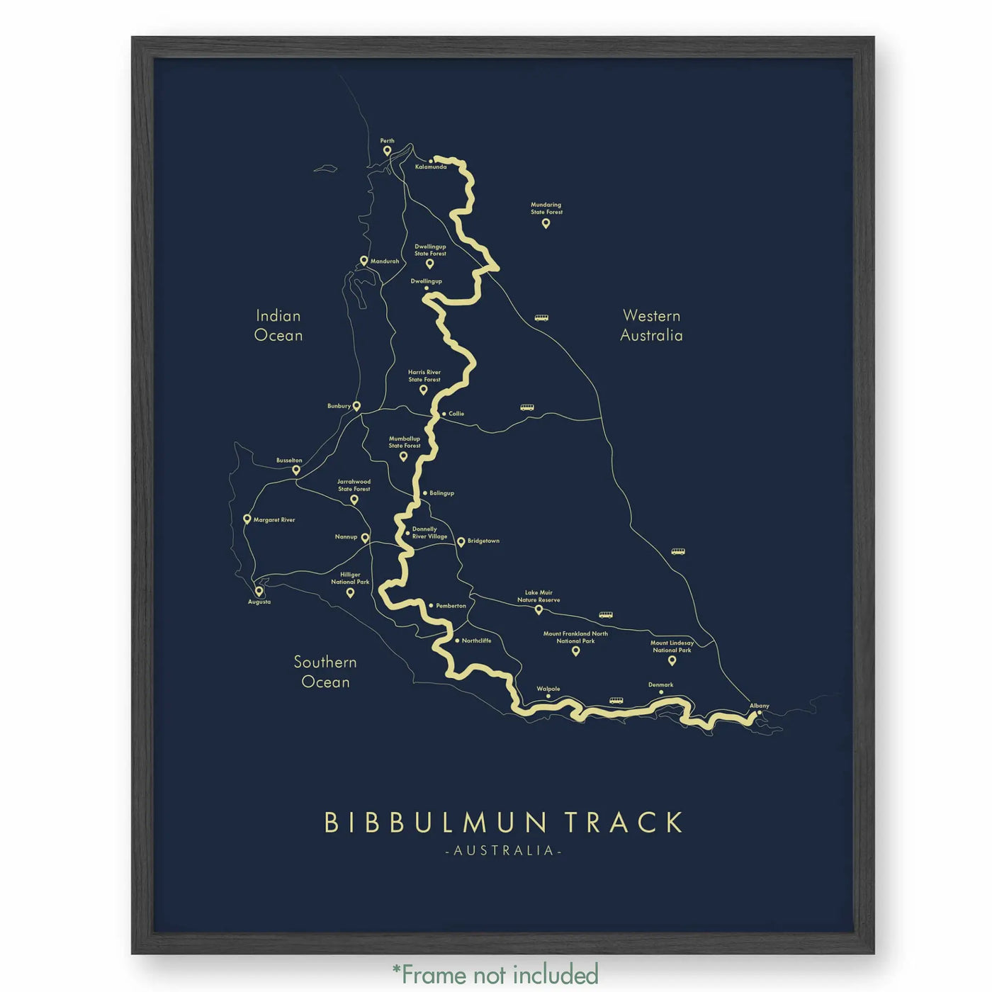 Trail Poster of Bibbulmun Track - Blue