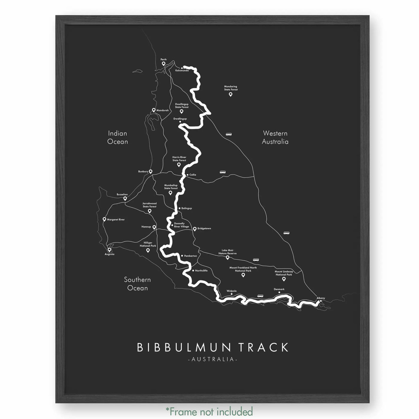 Trail Poster of Bibbulmun Track - Grey