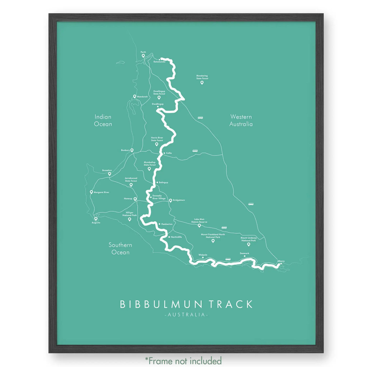 Trail Poster of Bibbulmun Track - Teal