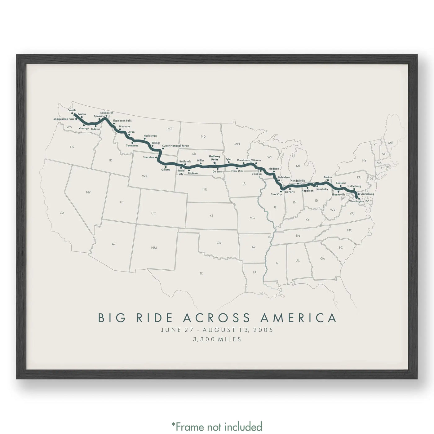 Big Ride Across America Map | Big Ride Across America Poster | Tell ...