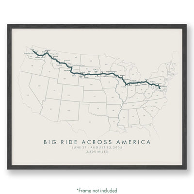 Trail Poster of Big Ride Across America - Beige
