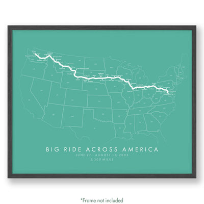 Trail Poster of Big Ride Across America - Teal